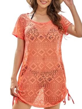 As Rose Rich NWT Swimsuit Cover Up Lace Beach Orange Coverup Size M